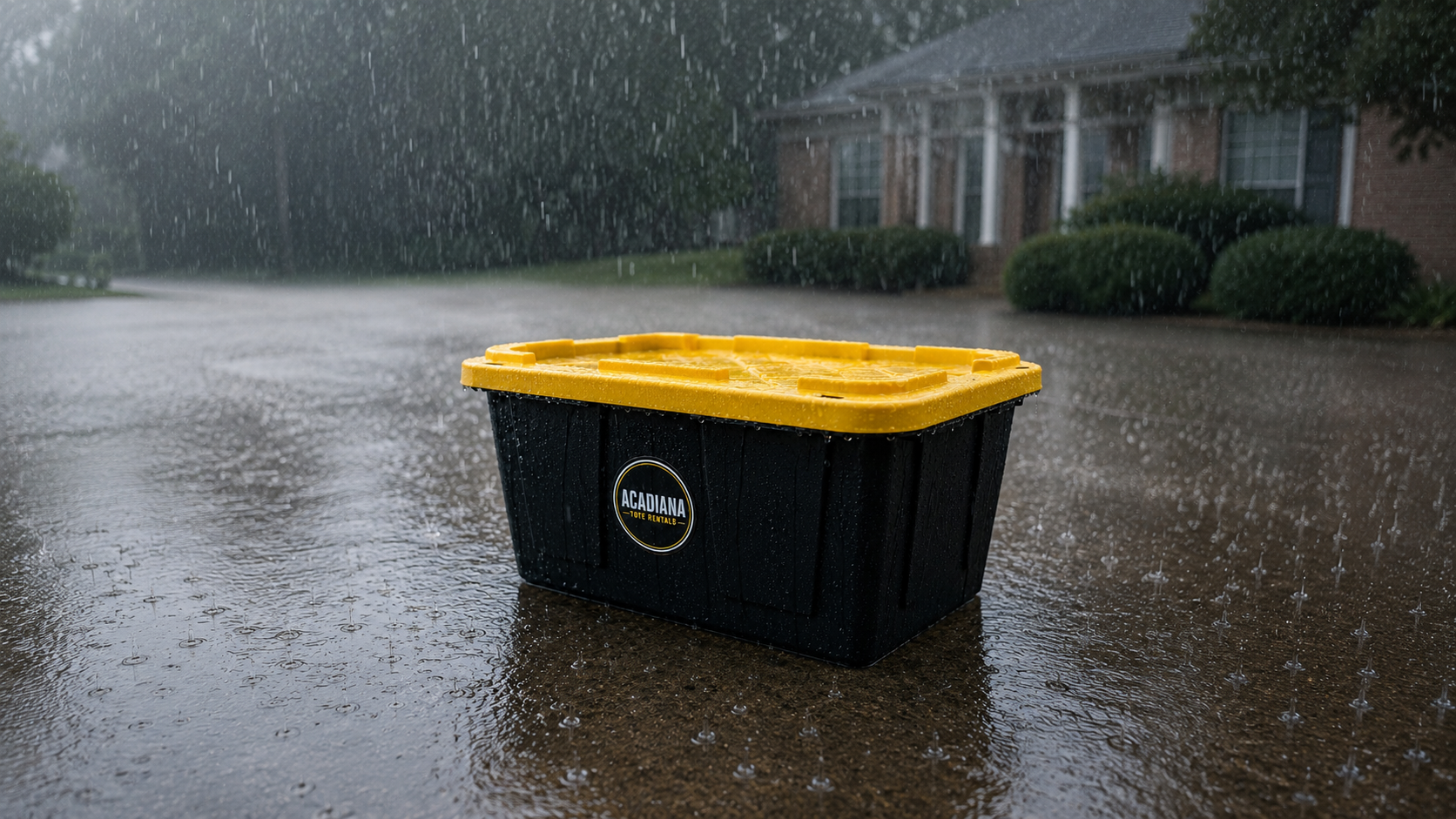 Weather-resistant moving tote in the rain
